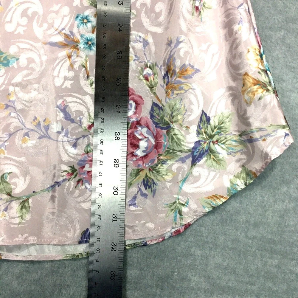 Vintage Sleep Solutions M Satin Floral Slip Dress Chemise Lace Colorful Rose 90s
